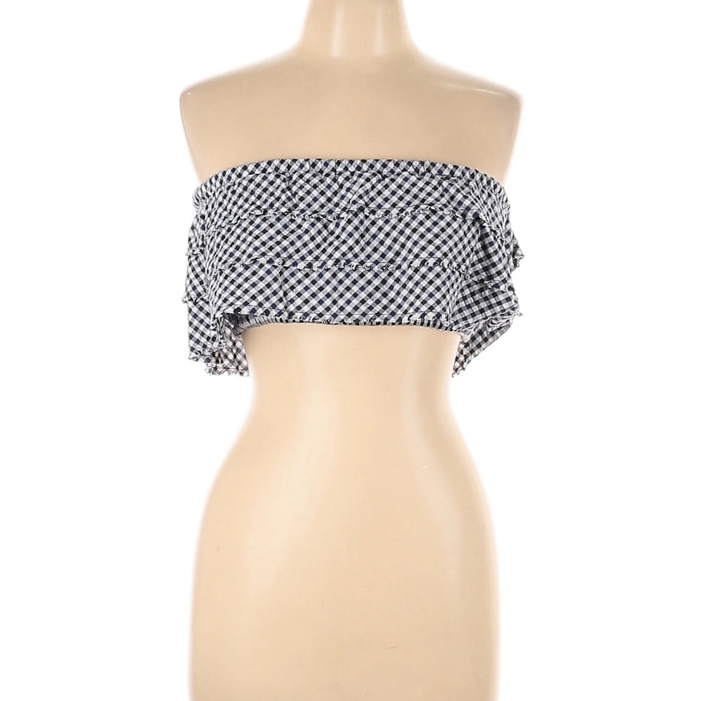 Planet Blue strapless checkered top. Size small